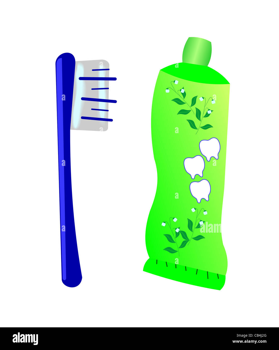 Vector illustration of a toothbrush with toothpaste and tube Stock ...