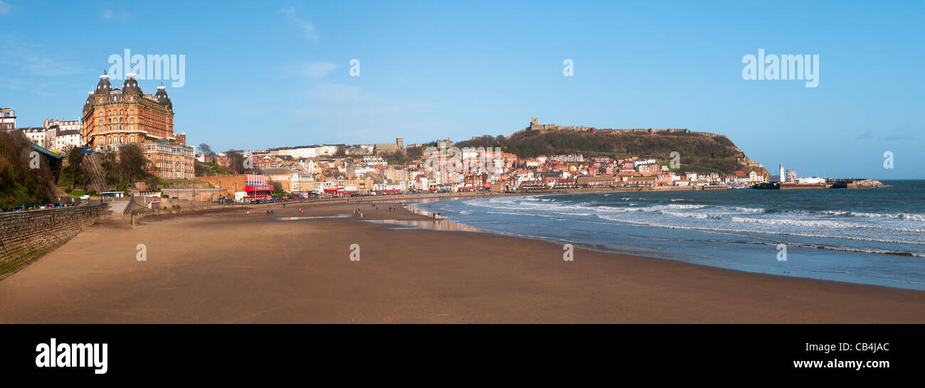 Scarborough Panoramic Scarborough England Uk. This is a stitched panoramic. Stock Photo