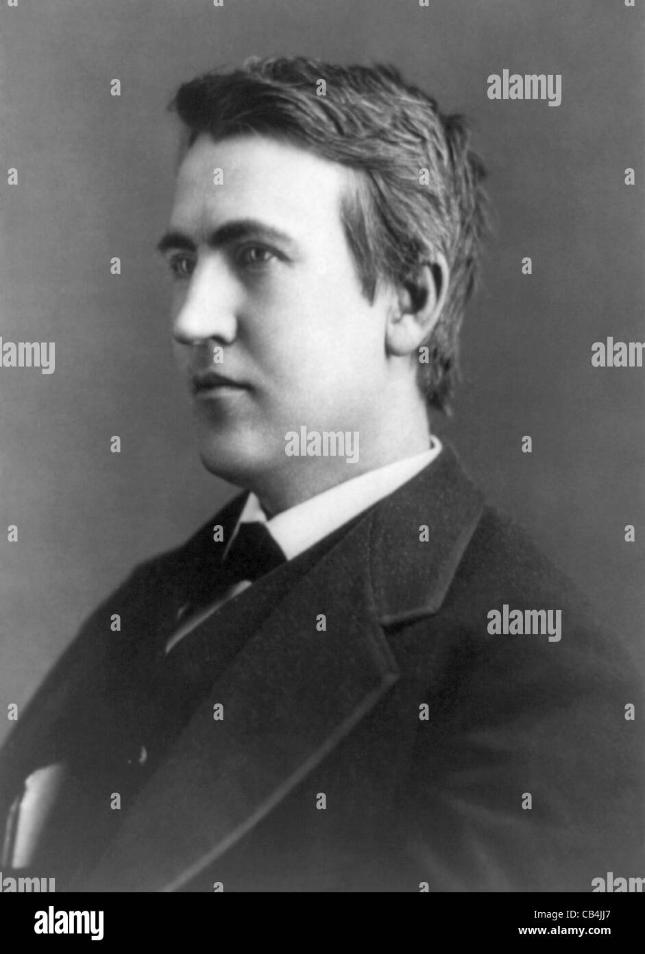 Vintage portrait photo of American inventor and businessman Thomas Alva Edison (1847 – 1931). Photo circa 1880. Stock Photo