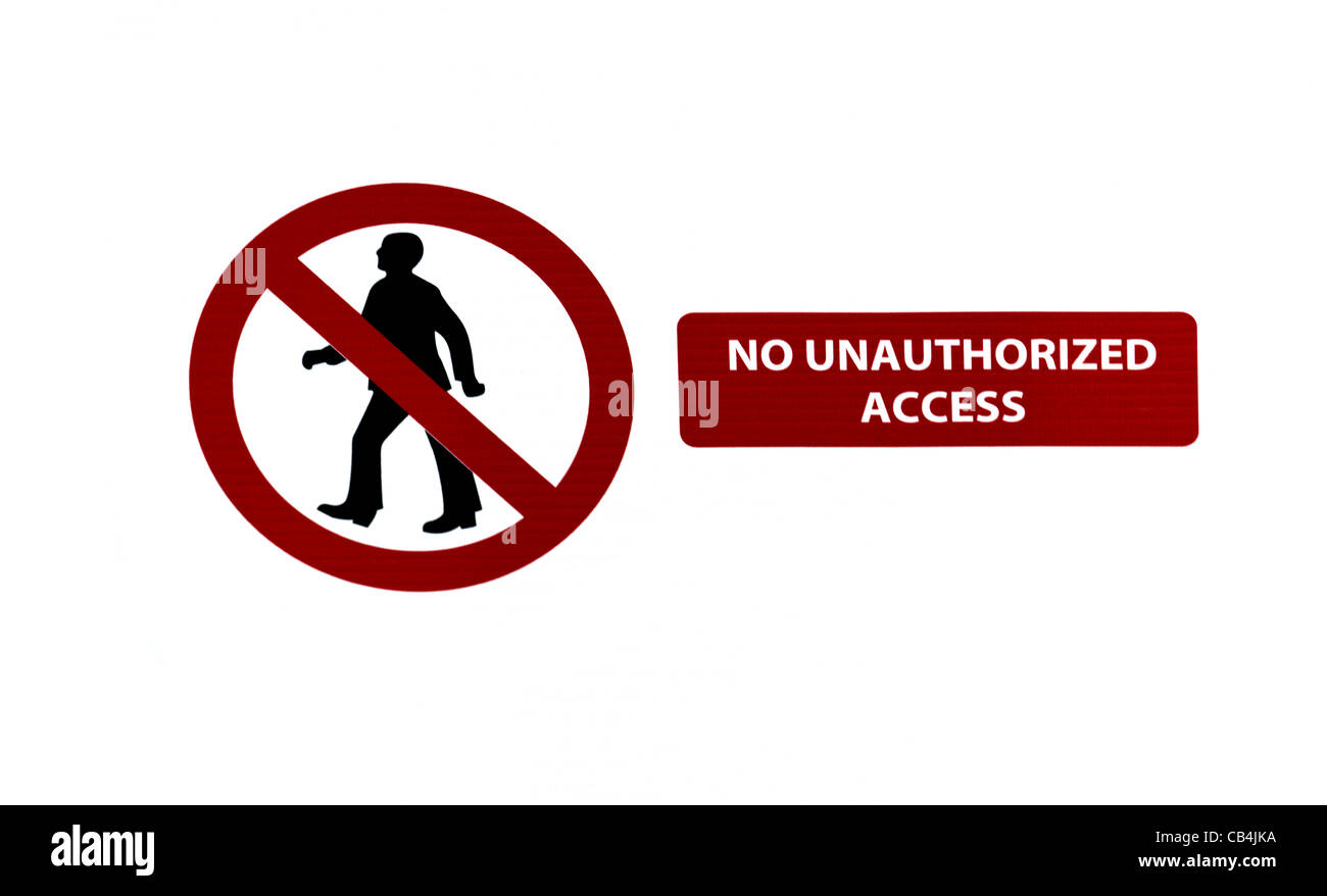 Safety Sign On A Construction Site No Unauthorised Access Stock Photo