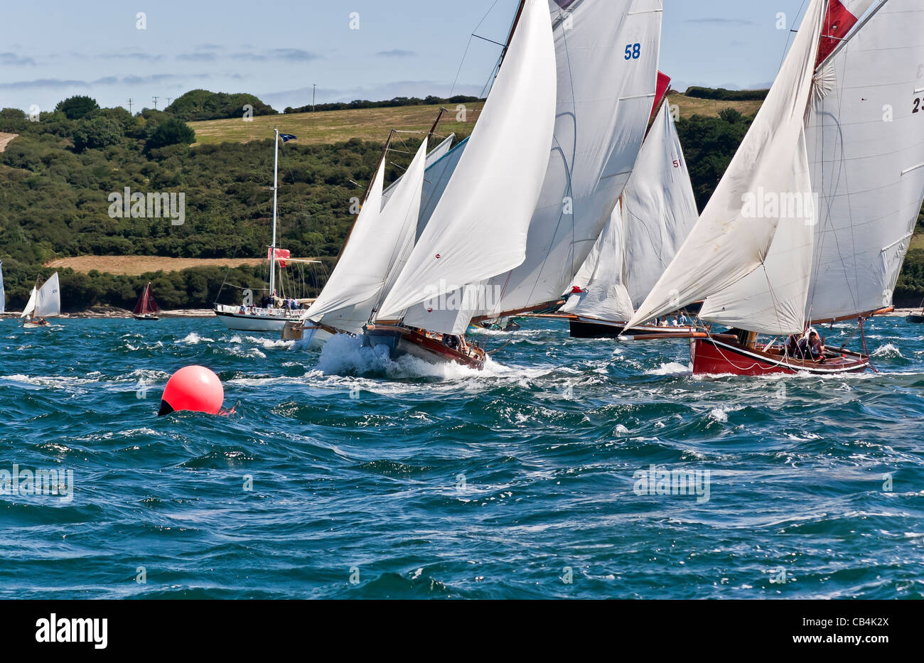 The Falmouth Working Boat Start.  The annual Falmouth Week regatta Stock Photo