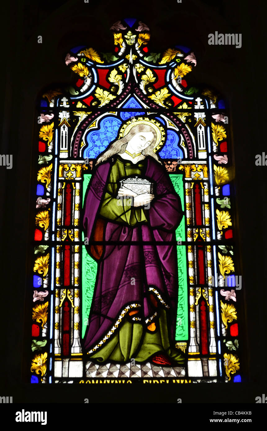 Stained glass window, St. Mary's Church, Kempsford, Gloucestershire, Cotswolds, UK Stock Photo