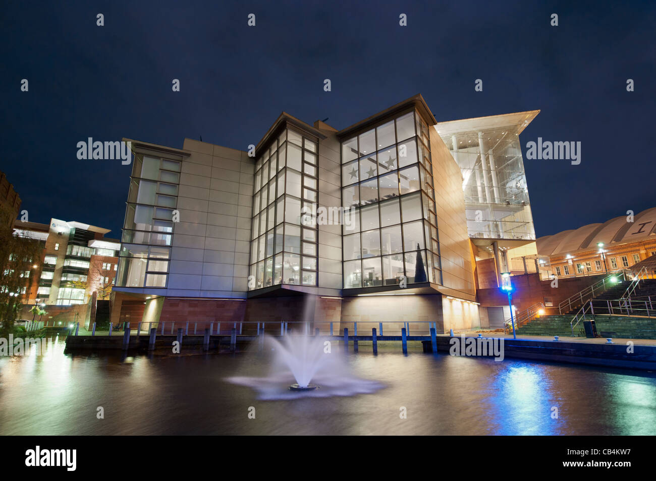 Night shot of the Bridgewater Hall concert venue, Lower Mosley Street, Manchester. Stock Photo