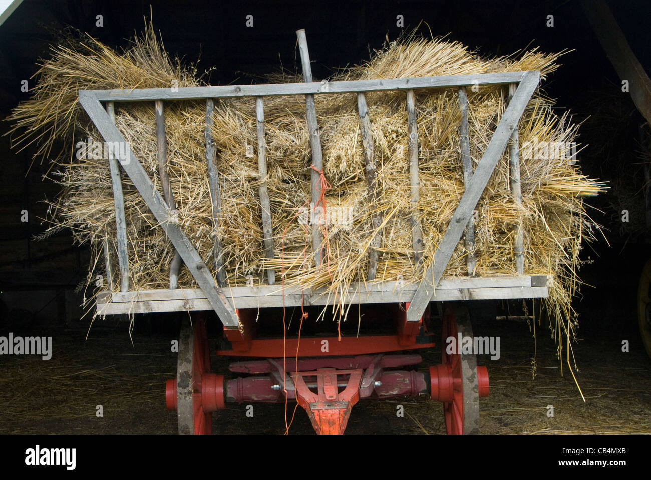 Hay Carts in barn, Fort Edmonton Park, Edmonton, Alberta, Canada Stock