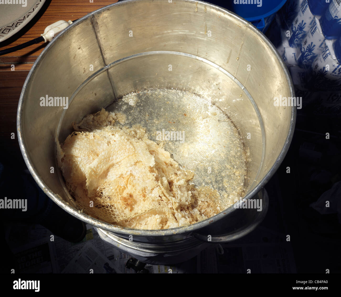Honey Processing Filter Showing the bees wax from Stock Photo