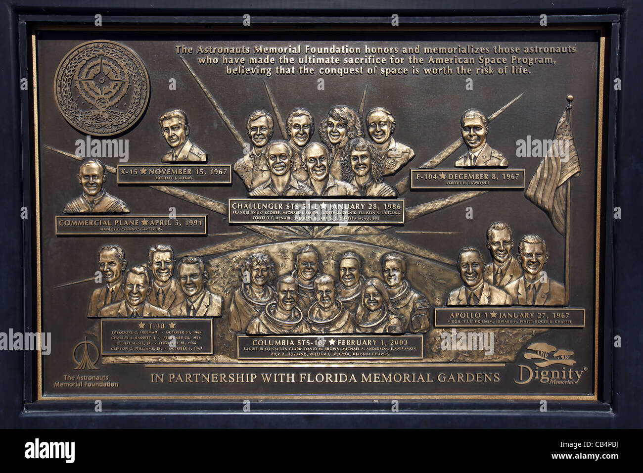 Astronauts Memorial plaque at Kennedy Space Center Stock Photo