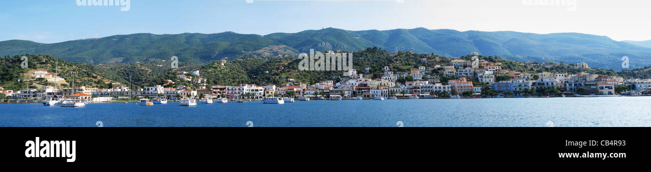 Panorama view on Galatas seen from Poros in Greece Stock Photo