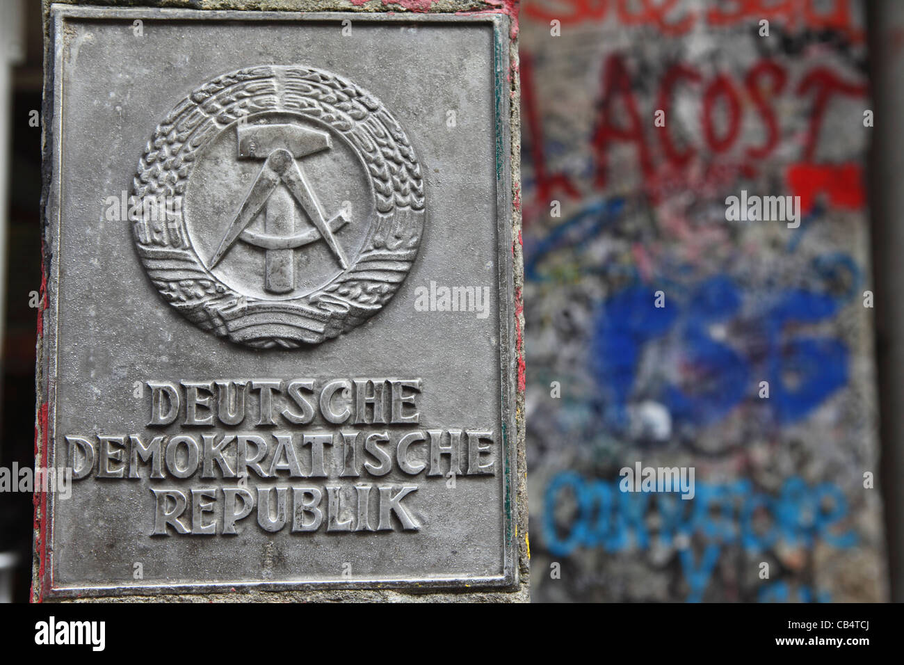 German Democratic Republic (Deutsche Demokratische Republik) plaque. Stock Photo