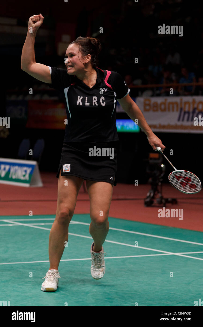 Badminton player Lotte Jonathans from The Netherlands celebrates after  scoring Stock Photo - Alamy