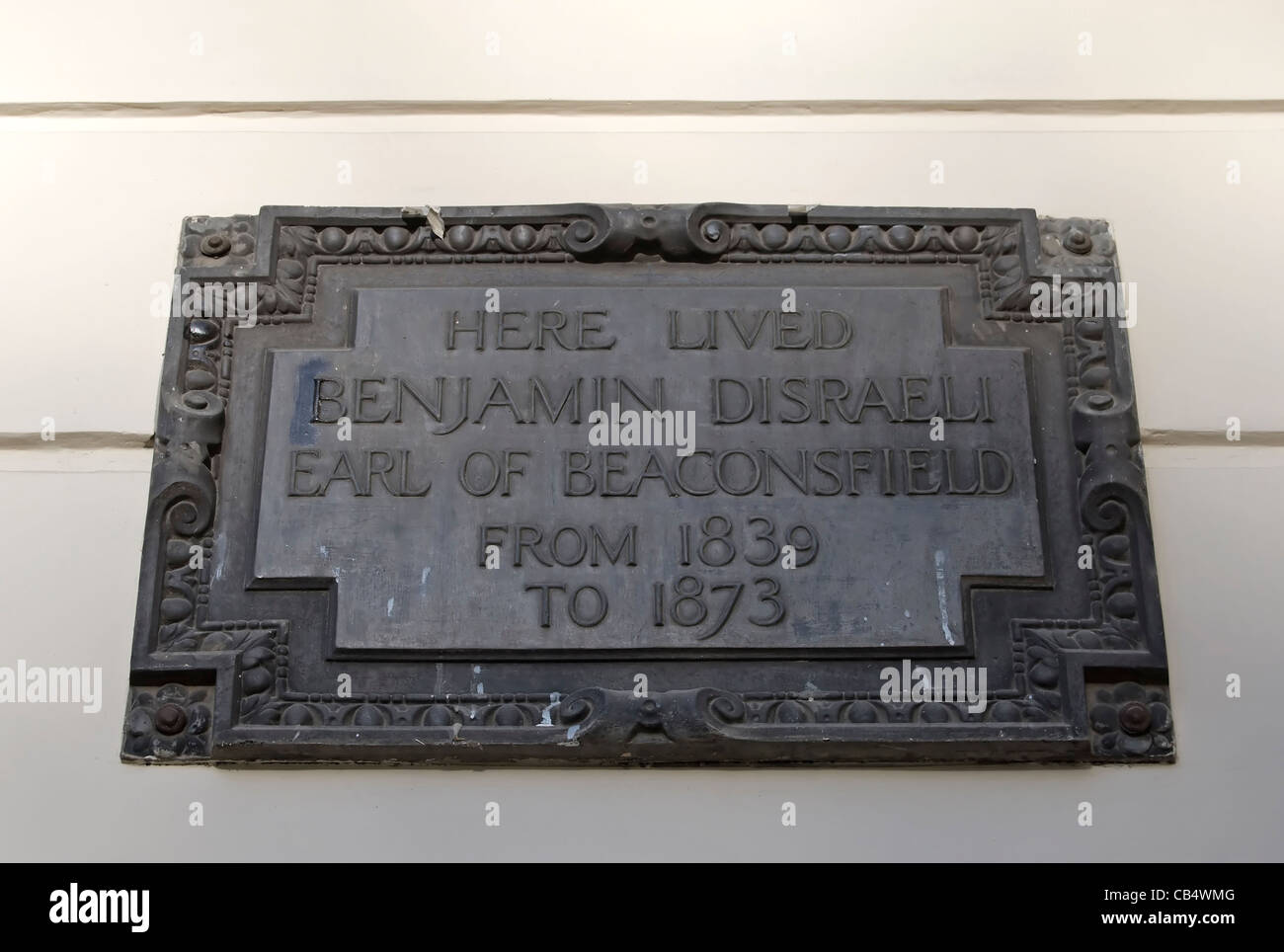 plaque marking a home of victorian politician and statesman benjamin
