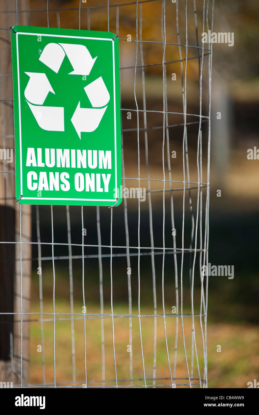 Recycling Sign Aluminum Cans Only Stock Photo