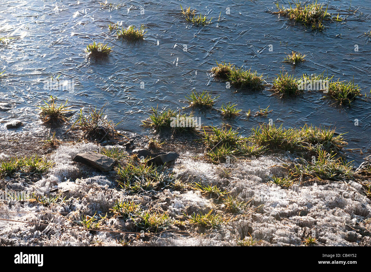 the lake bank with ice and frost Stock Photo Alamy