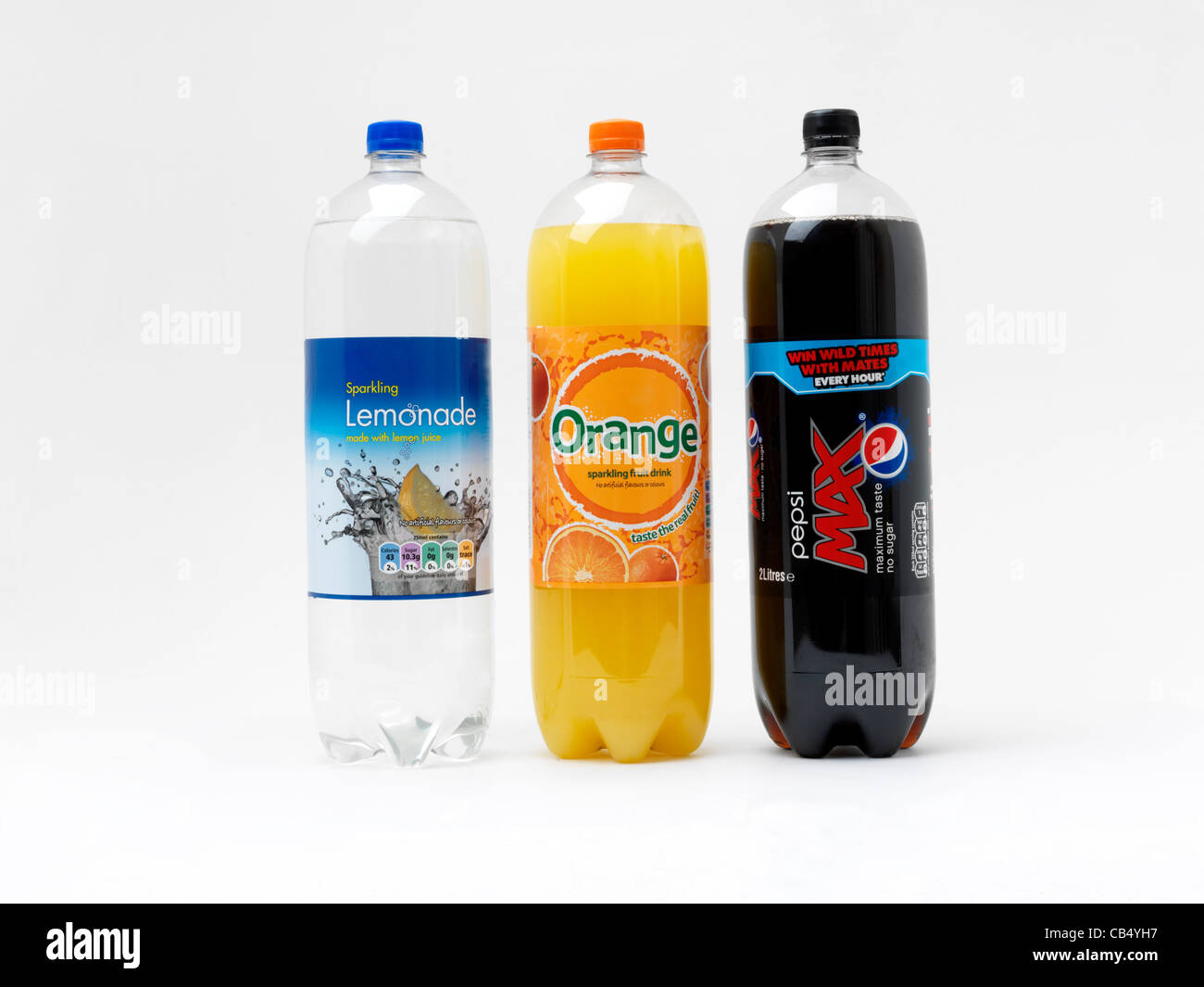 Selection fizzy drinks lemonade pepsi hires stock photography and
