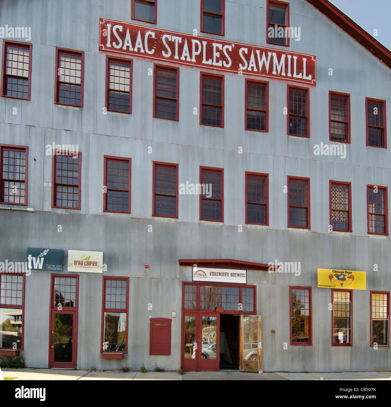 Isaac Staples Sawmill is a shopping mall located in the historic sawmill building in Stillwater, Minnesota Stock Photo