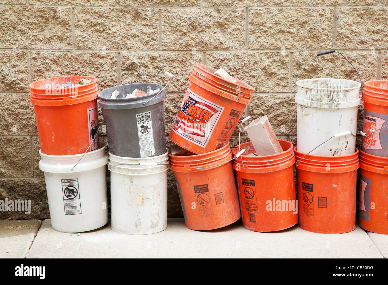 Empty industrial paint buckets Stock Photo Alamy