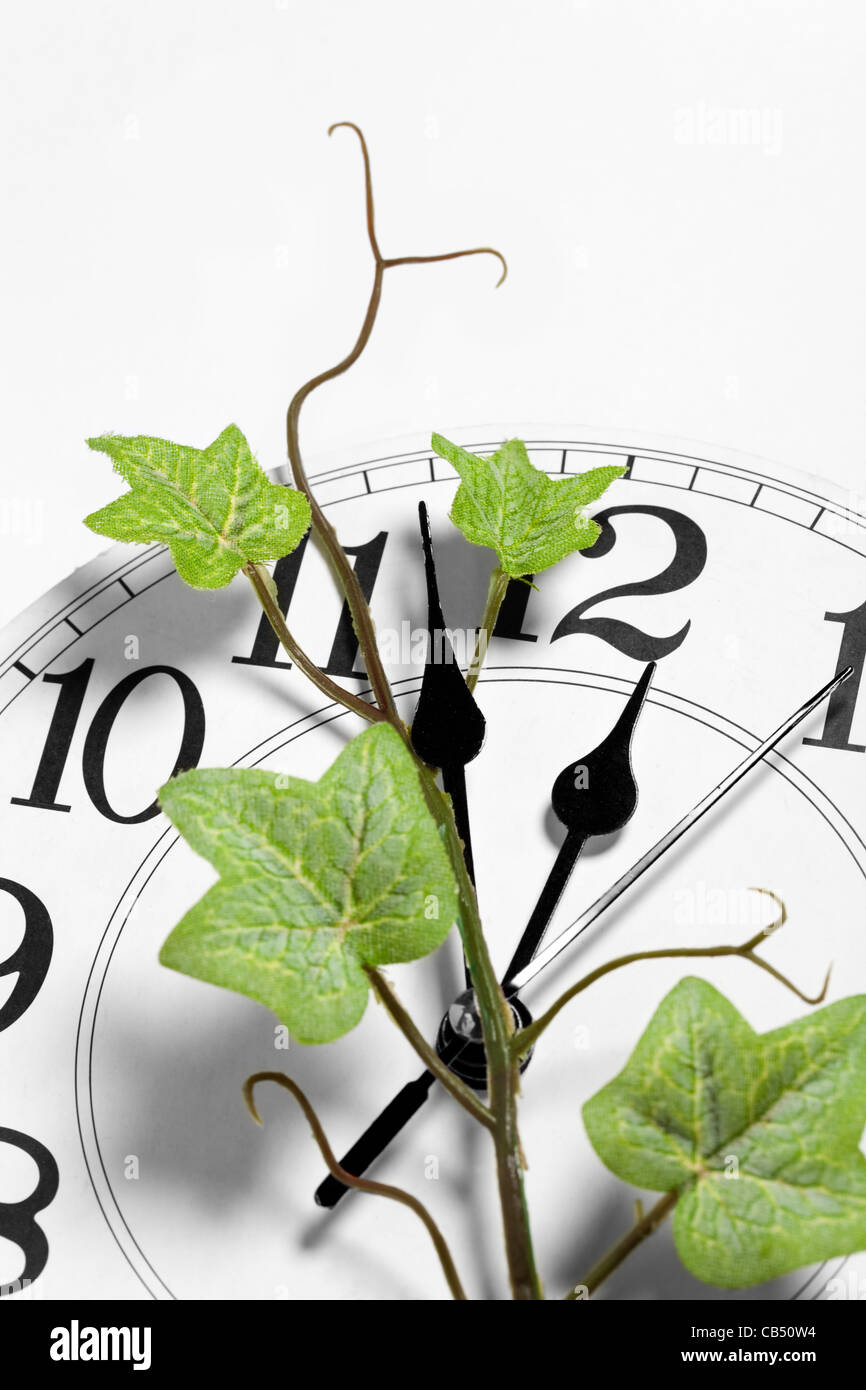 clock and ivy, time concept Stock Photo