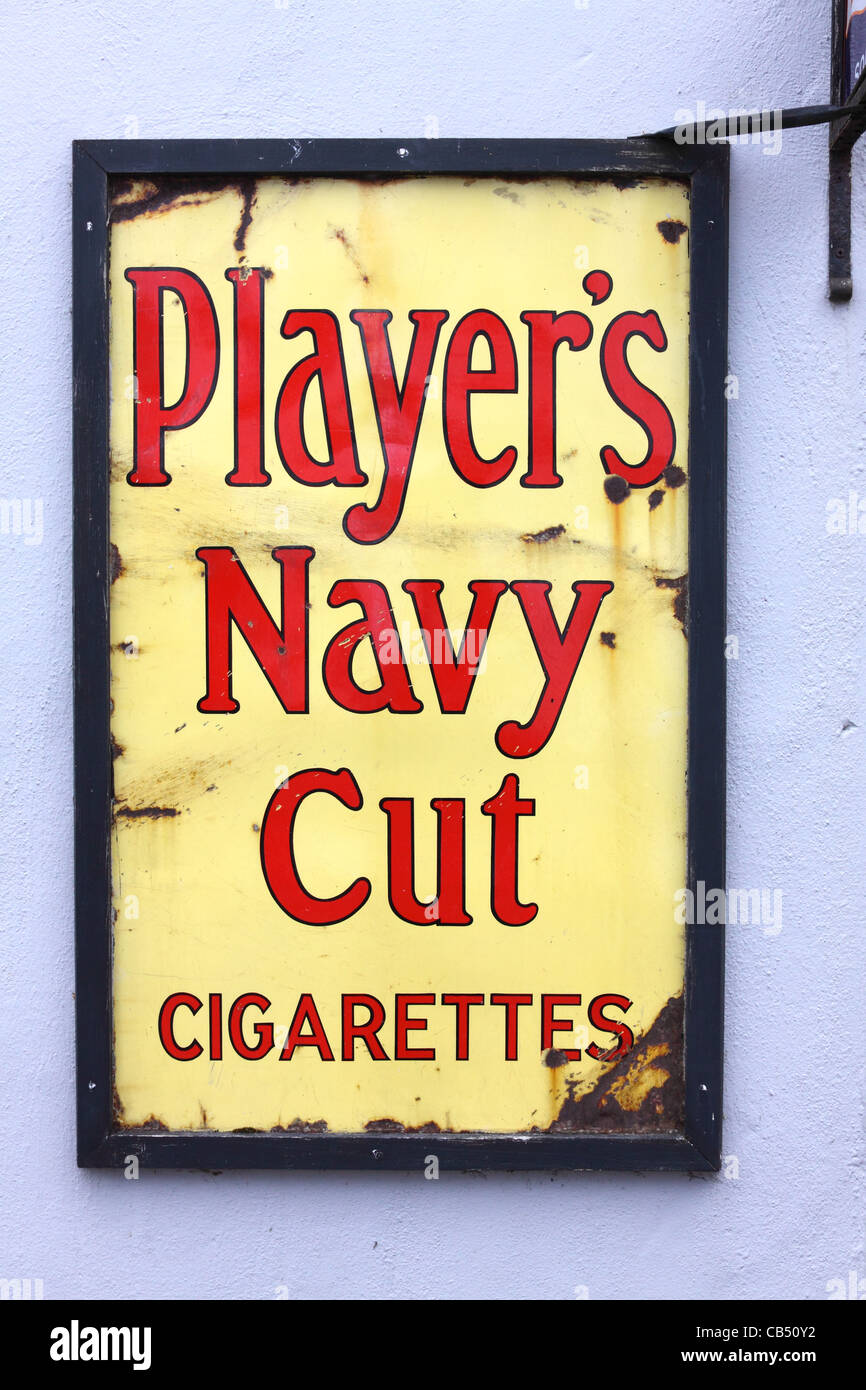 Old steel advertising sign for Player's cigarettes Stock Photo