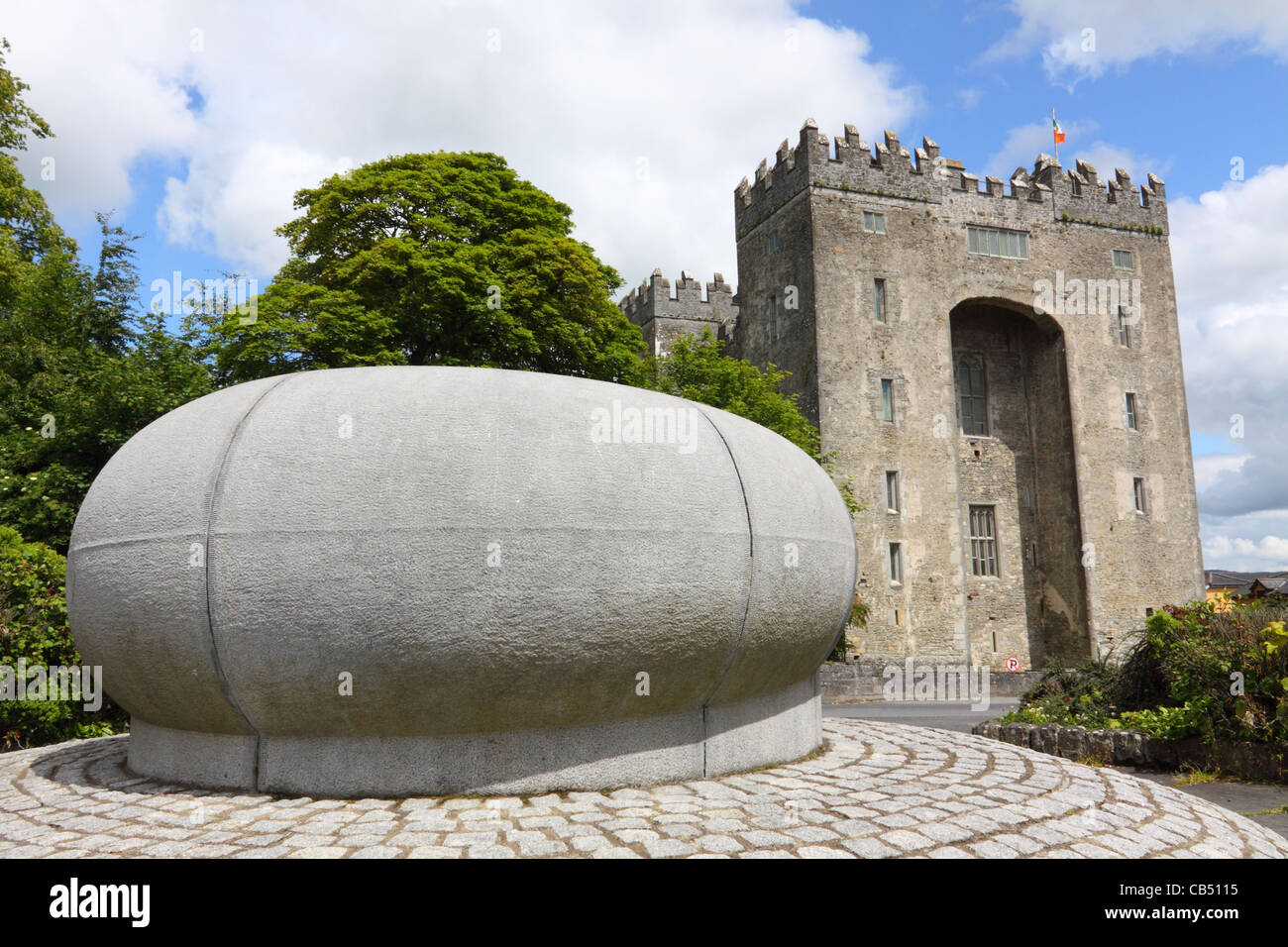 Modern sculpture outside Bunratty Castle, County Clare, Ireland Stock Photo