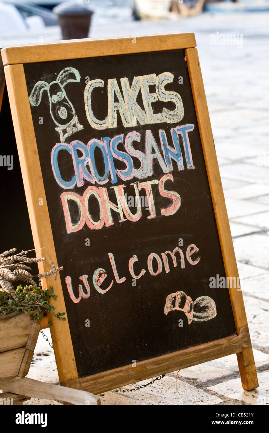 Sign for a cafe in Hvar Town, Hvar Island, Croatia Stock Photo