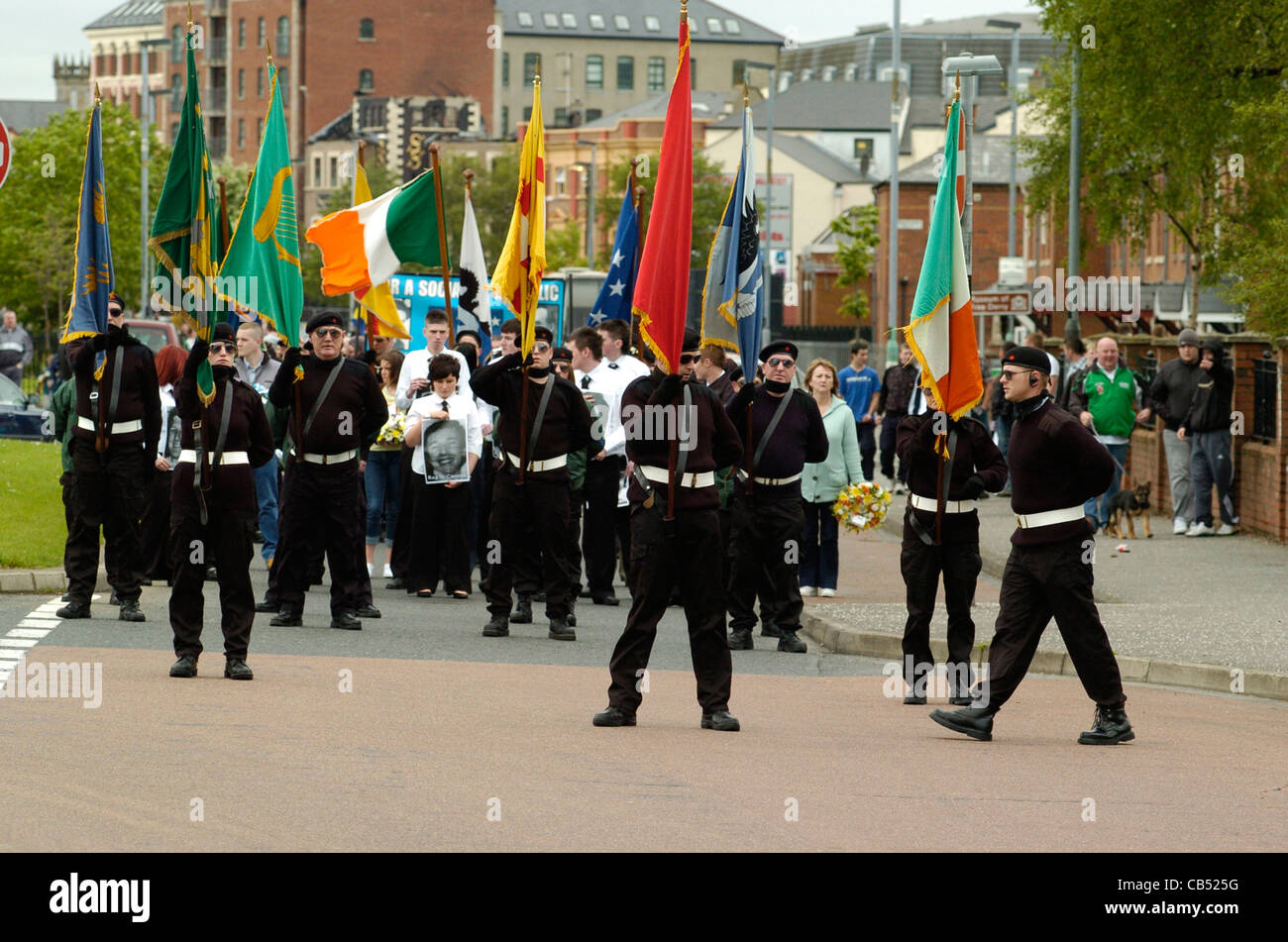 Members of the Irish Republican Socialist Movement attending a republican commemoration in Londonderry, Northern Ireland. Stock Photo