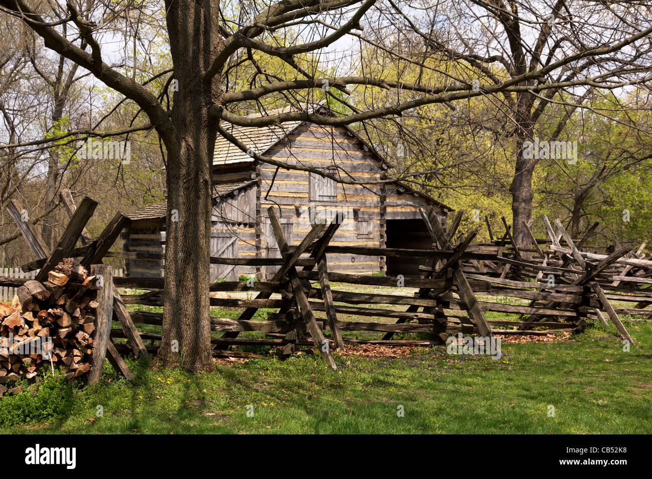 Rustic barn. Lincoln's New Salem State Historic Site, Illinois Stock