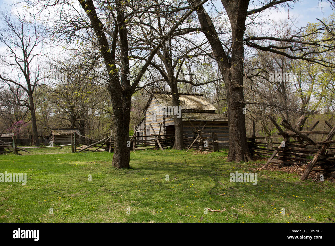 Rustic barn. Lincoln's New Salem State Historic Site, Illinois Stock