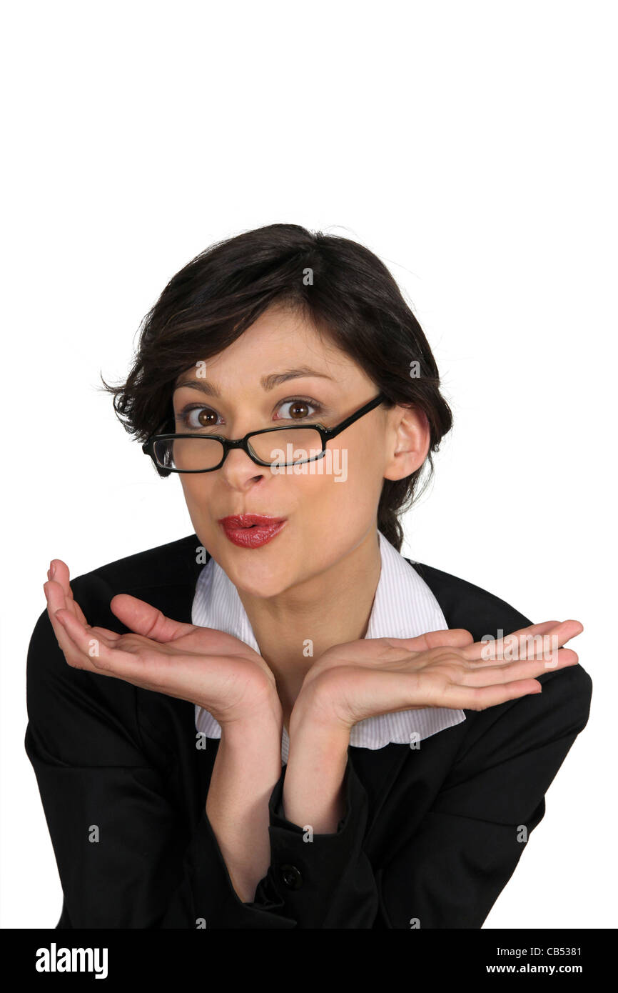 Woman with puckered lips Stock Photo