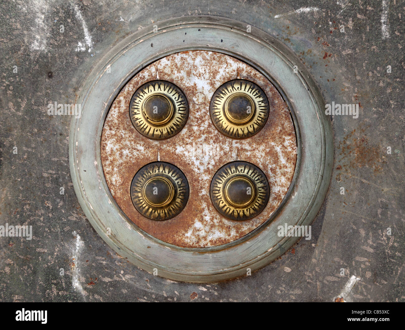 Combination lock of a vintage safe Stock Photo