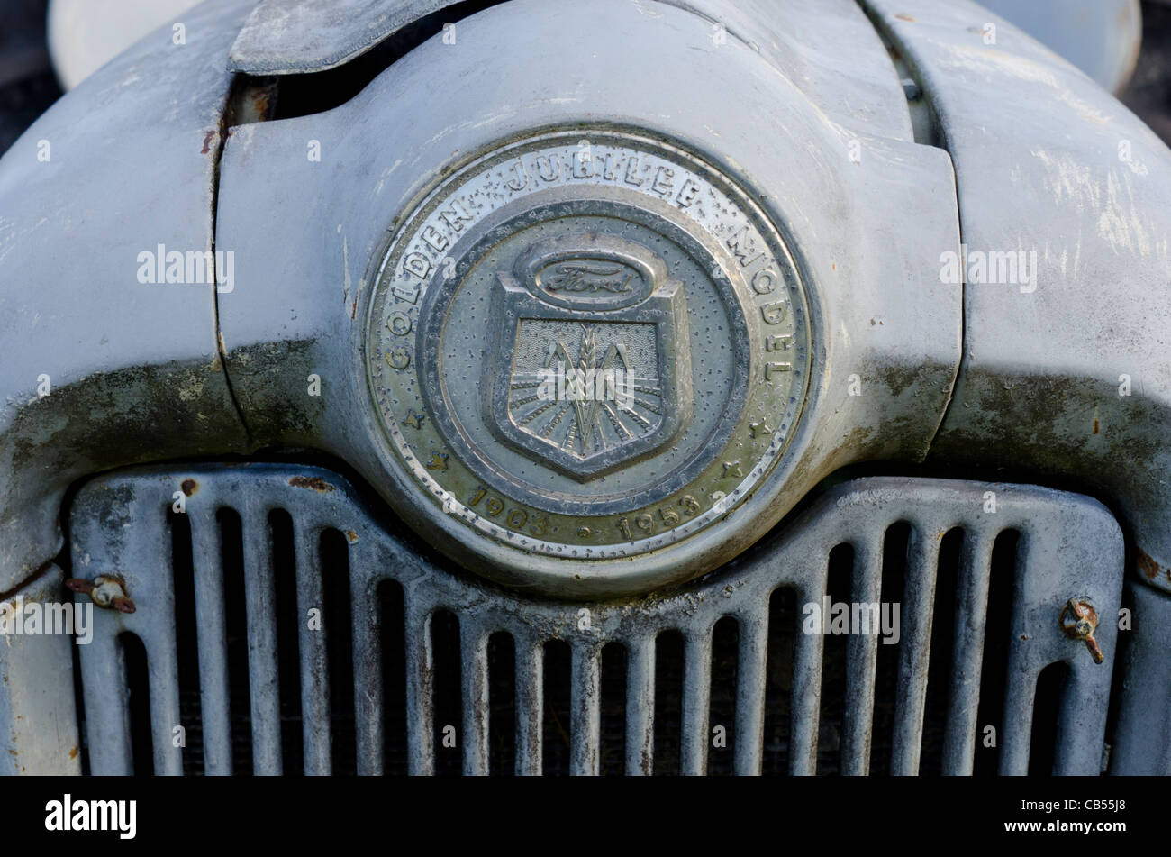 Antique Ford tractor emblem Stock Photo