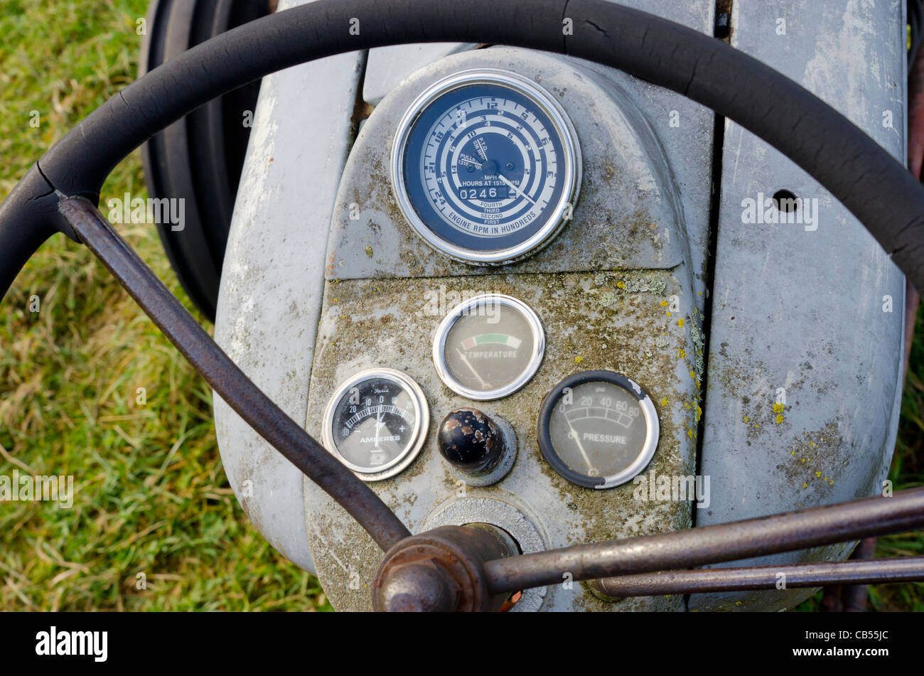 Antique Ford tractor gages Stock Photo