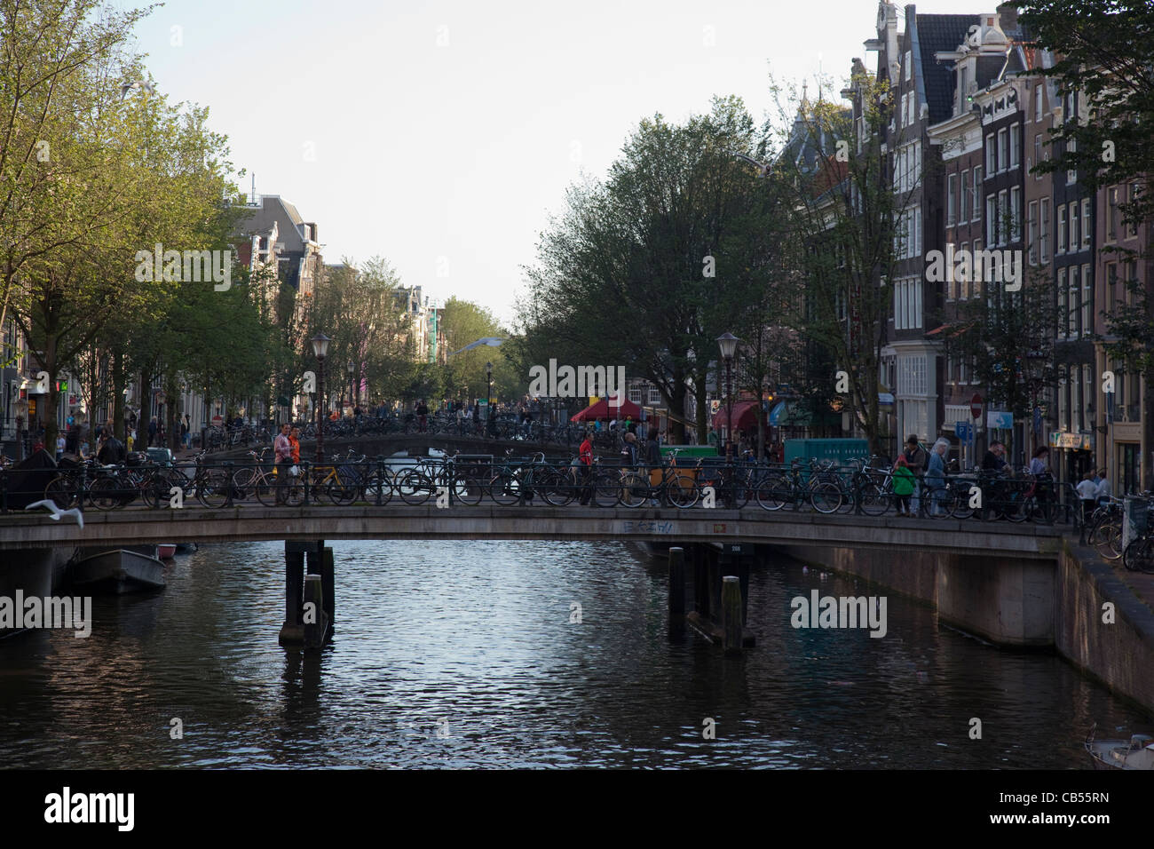 A canal in Amsterdam, The Netherlands. Stock Photo