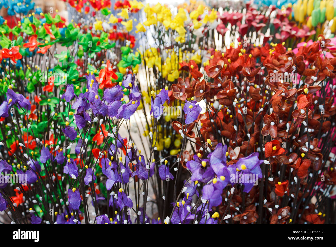 Fake flowers made out of fabric Stock Photo Alamy