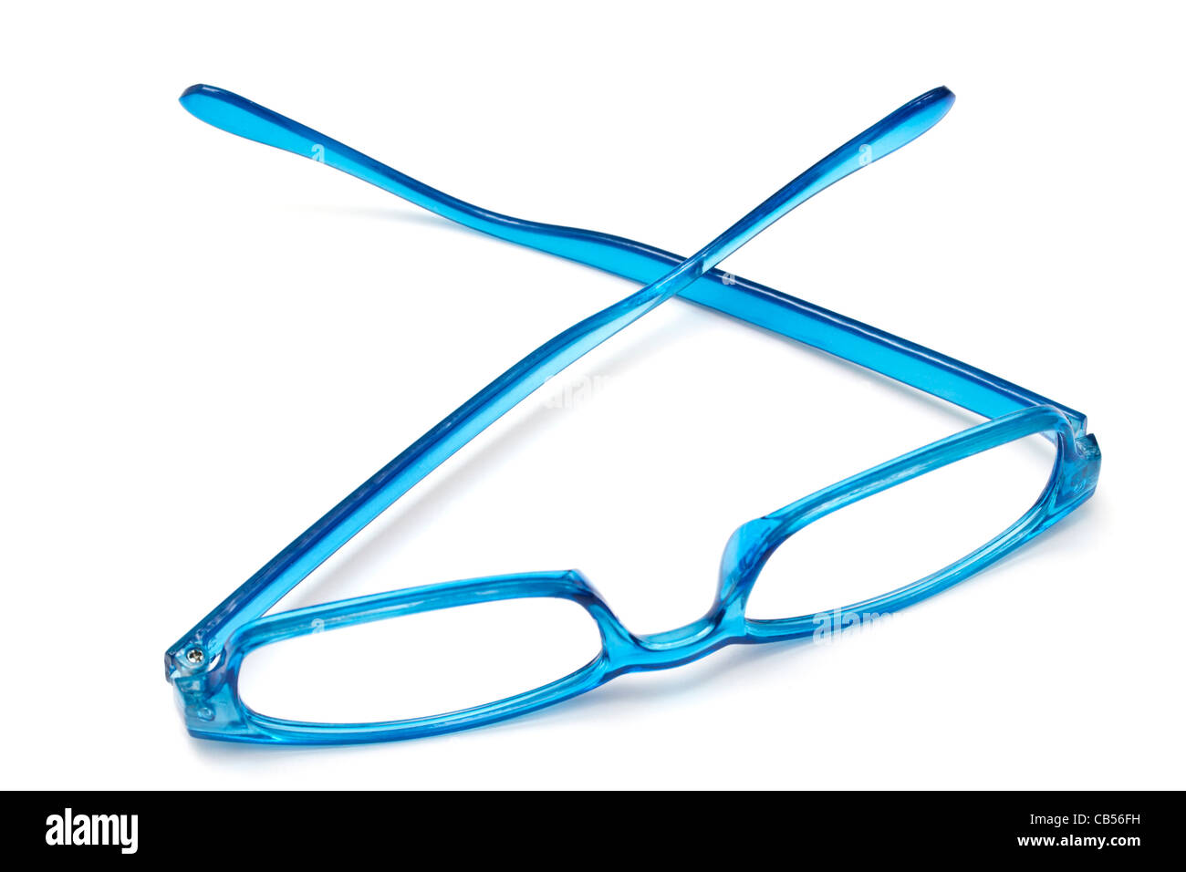 Beautiful blue glasses closeup on white background Stock Photo Alamy
