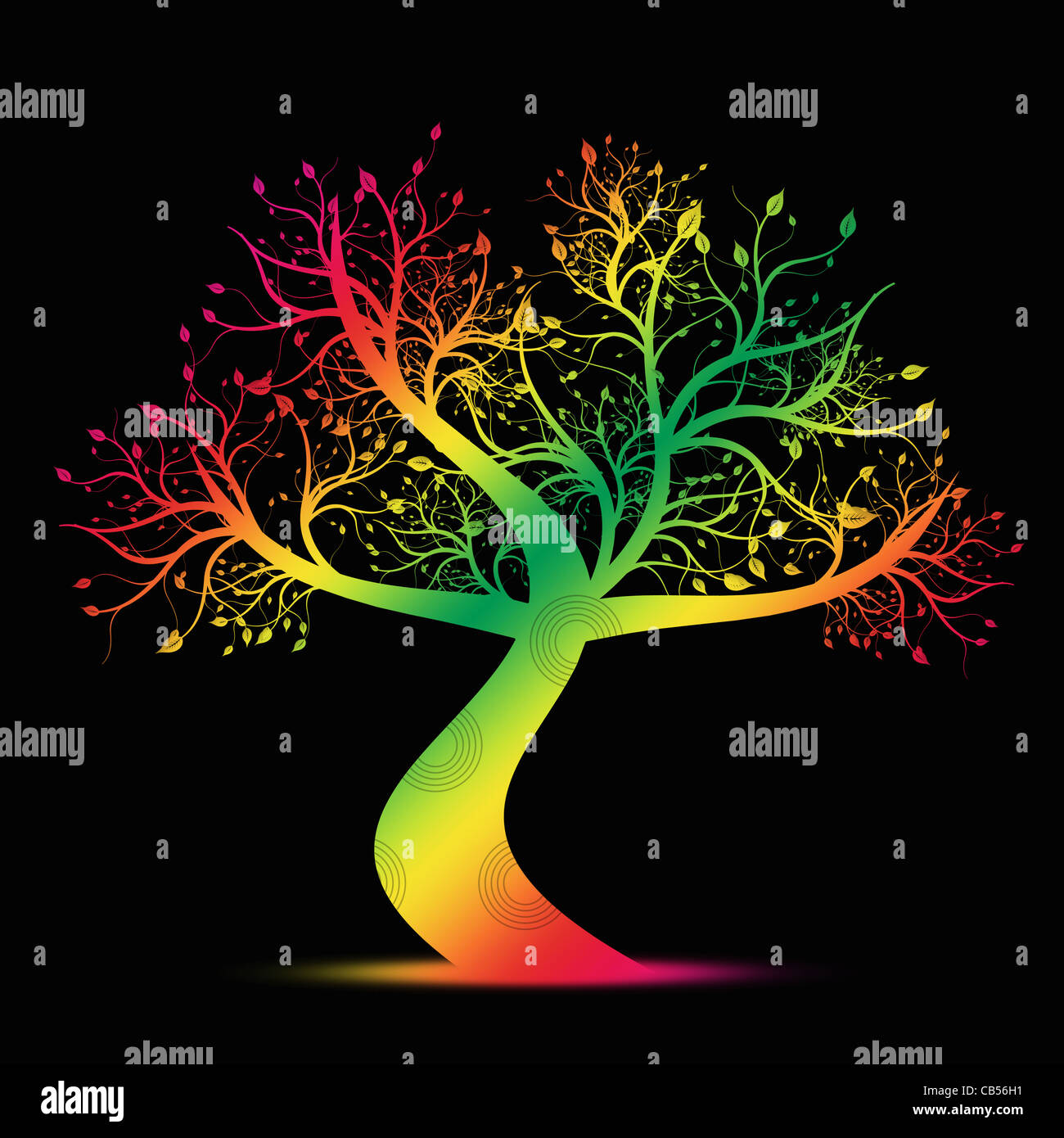 Colorful art tree isolated on black background Stock Photo - Alamy