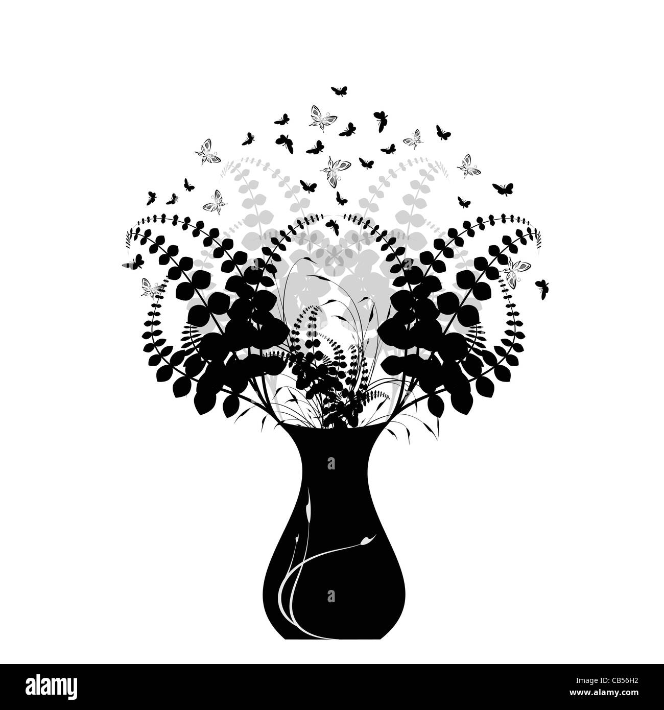 Beautiful floral and vase isolated on white background Stock Photo - Alamy