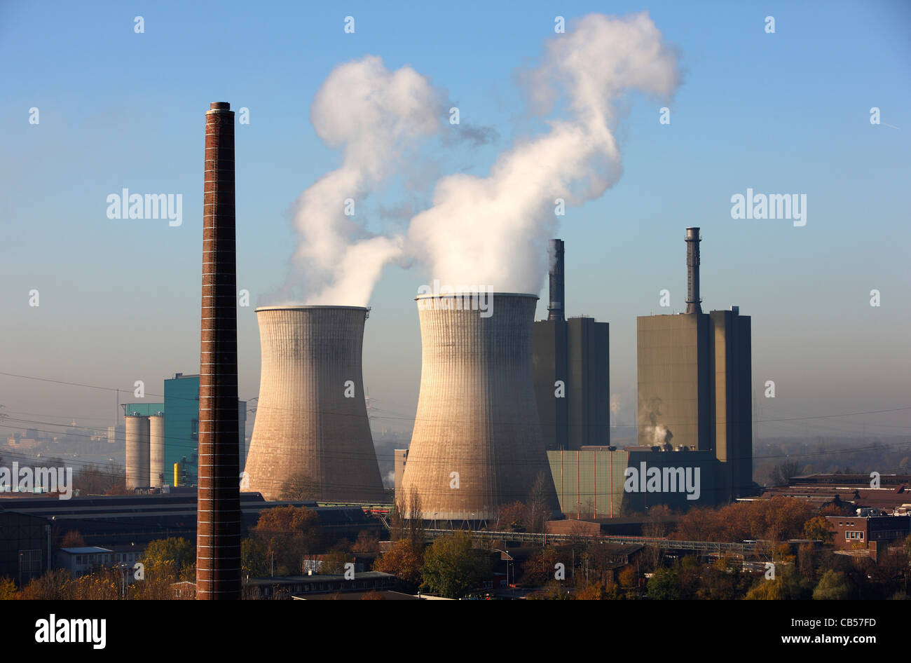 Gas power station. 2 turbine blocks generate over 600 Megawatt electric