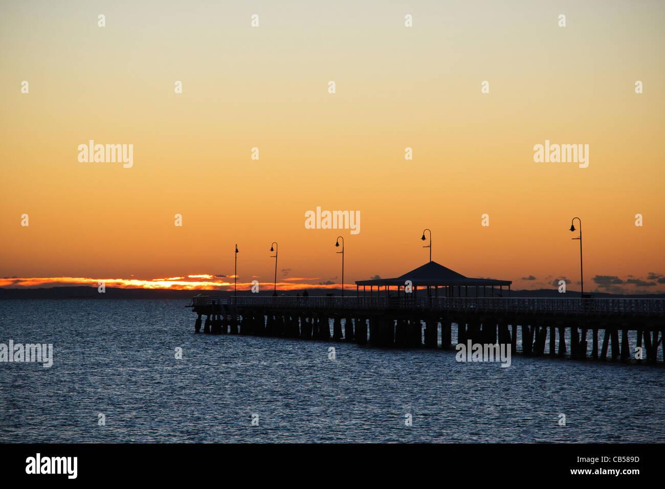 Sunrise over Shorncliffe Jetty Stock Photo