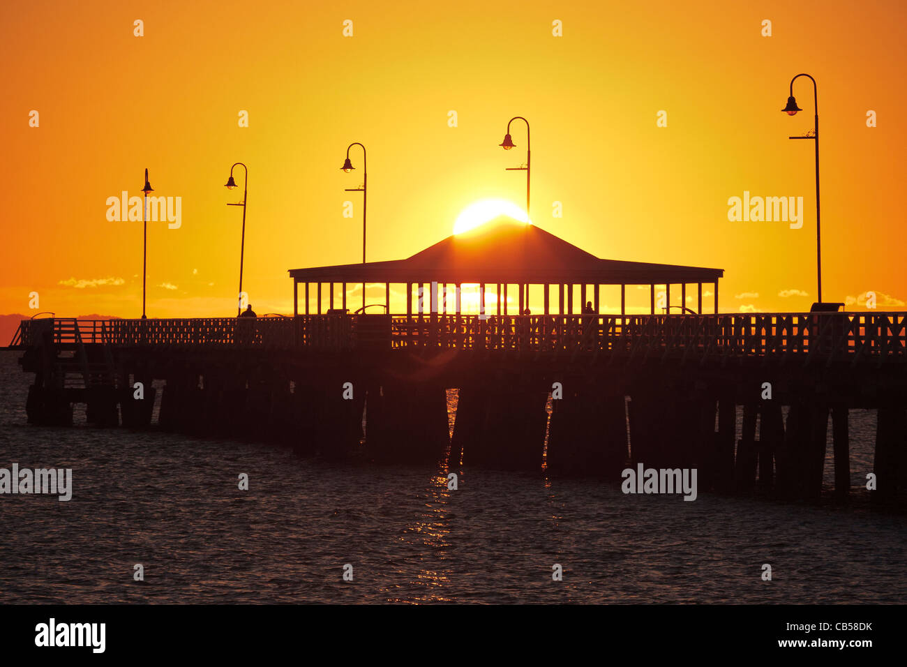 Sunrise over Shorncliffe Jetty Stock Photo