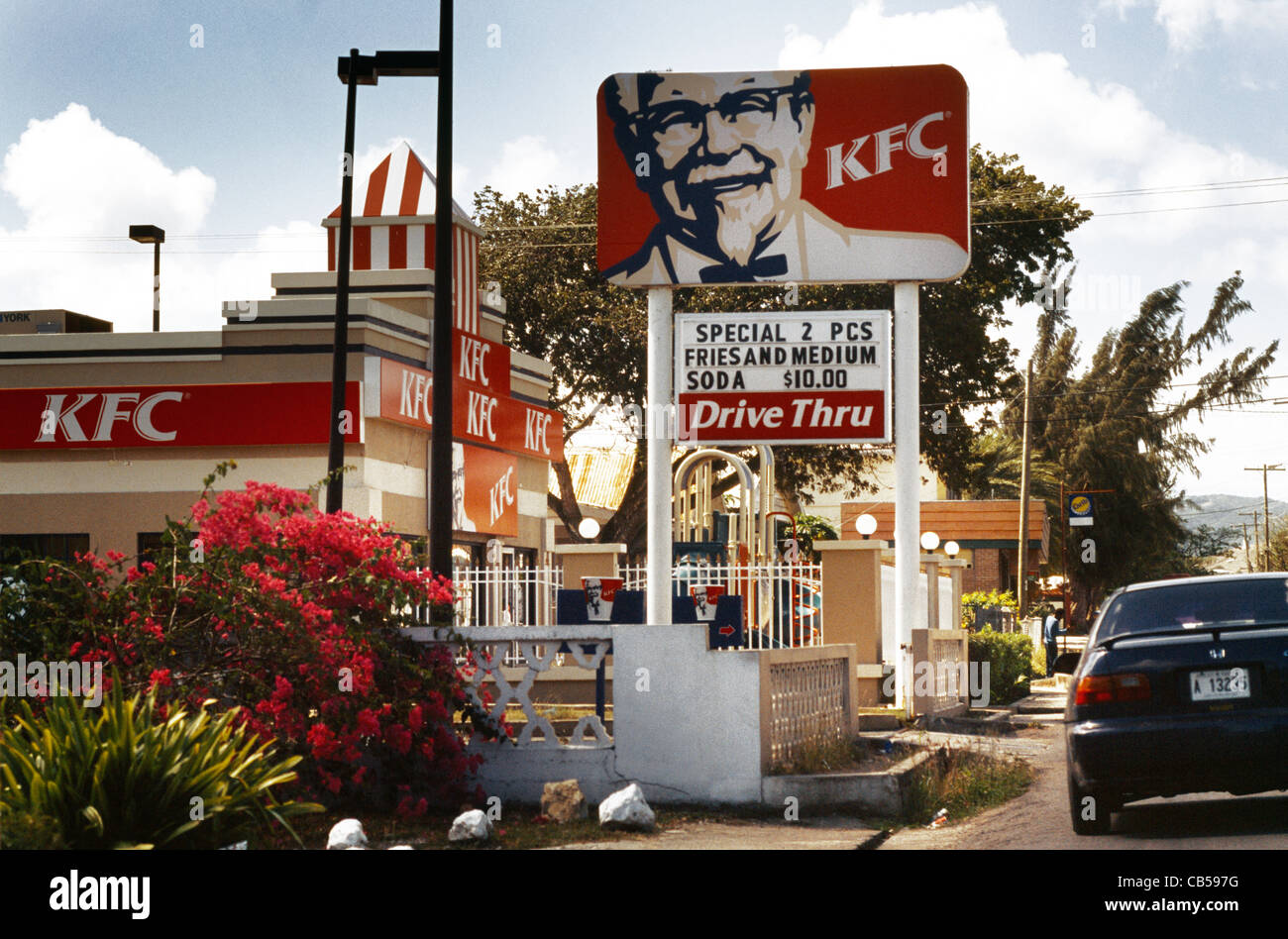 st johns antigua Kentucky Fried Chicken (KFC) Restaurant Drive Through Stock Photo