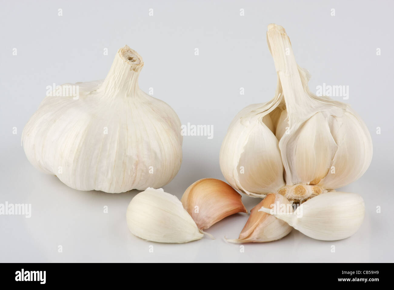 Garlic on grey background Stock Photo - Alamy