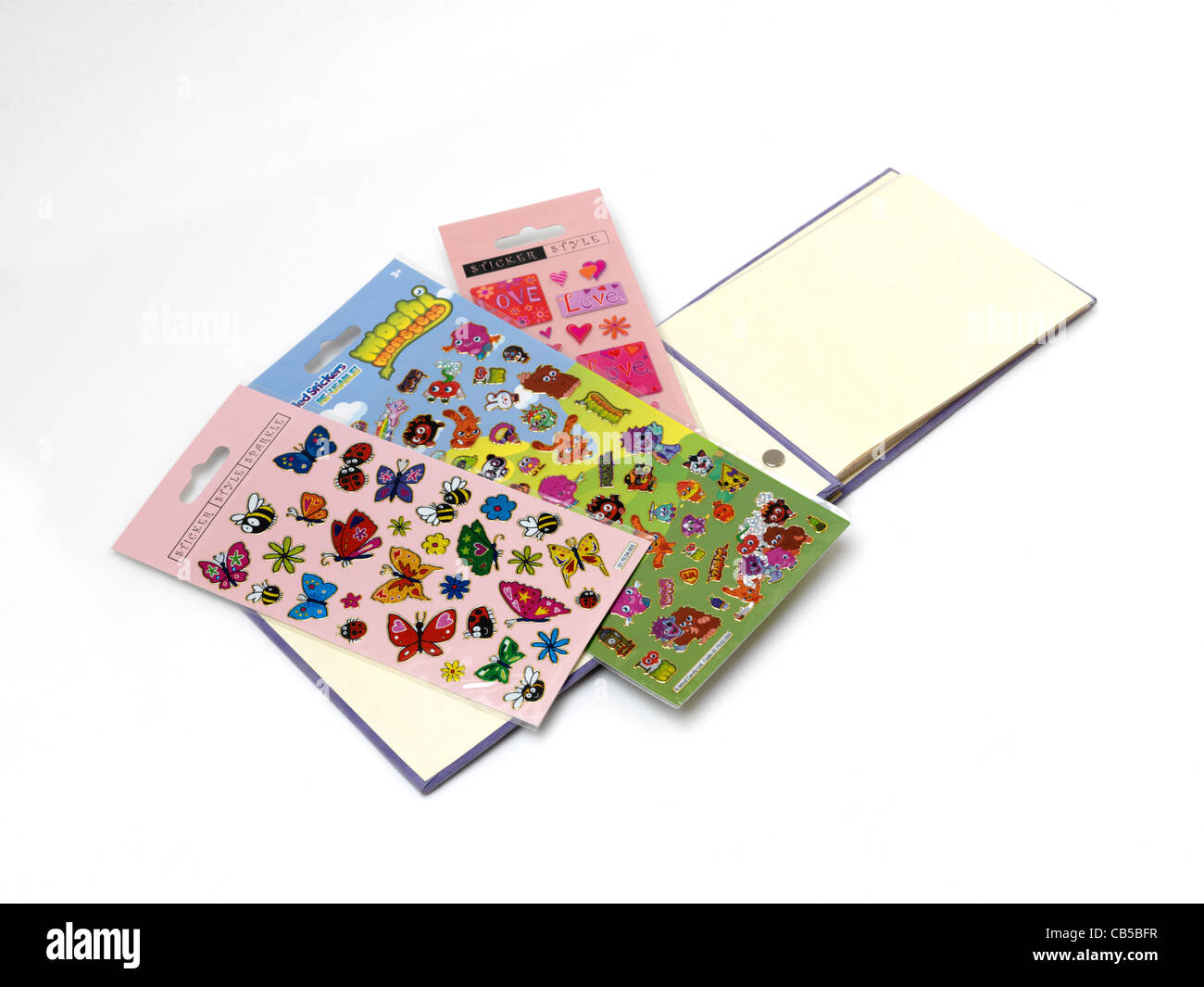 Butterflies, Love And Moshi Monsters Stickers And Sticker Album Stock Photo