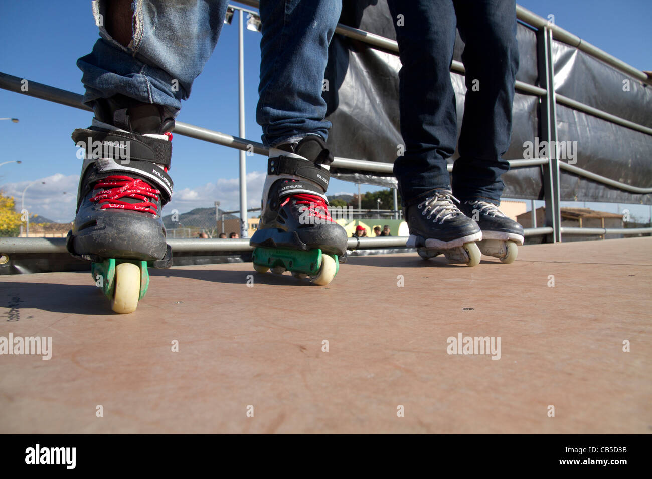 Roller Skater standing with rollerblades inline rollerskates Mallorca