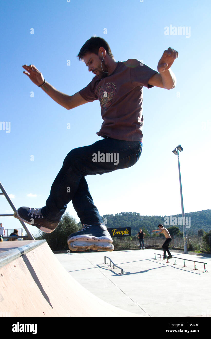 Roller Skater skating with rollerblades inline rollerskates in action