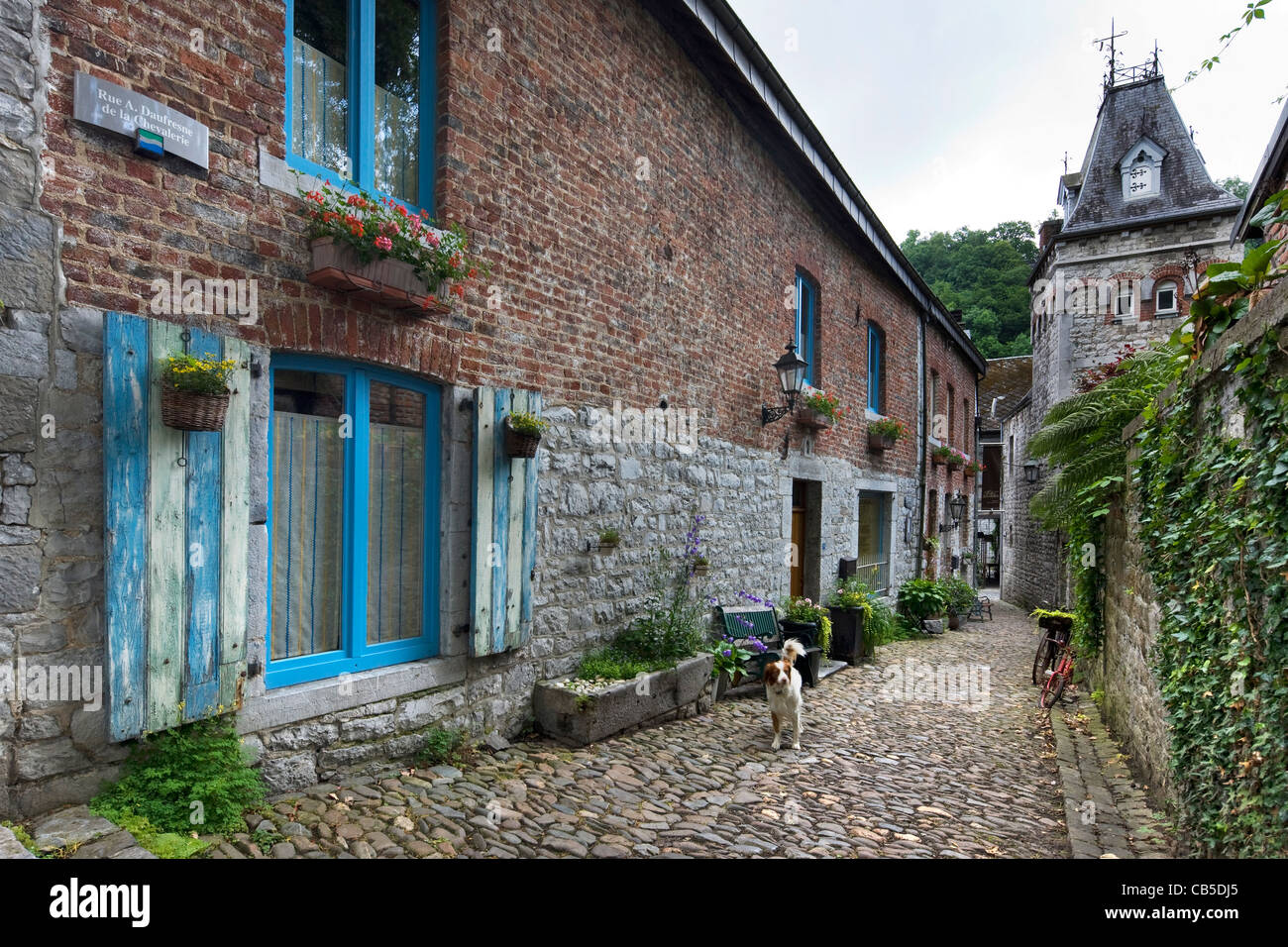 Cobbled alley at Durbuy, Ardennes, Belgium Stock Photo