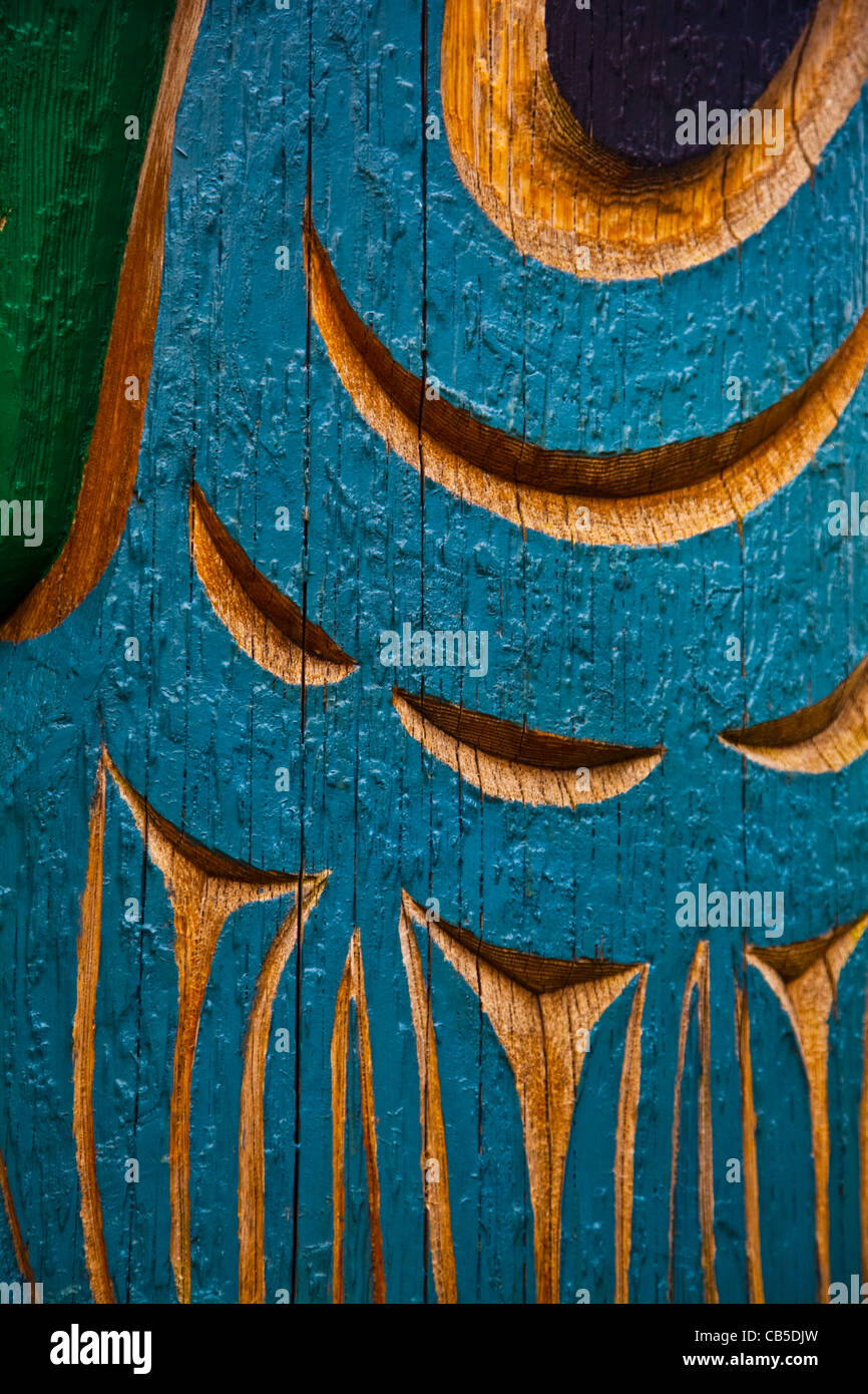 Abstract image of a totem pole detail, Victoria, Canada Stock Photo