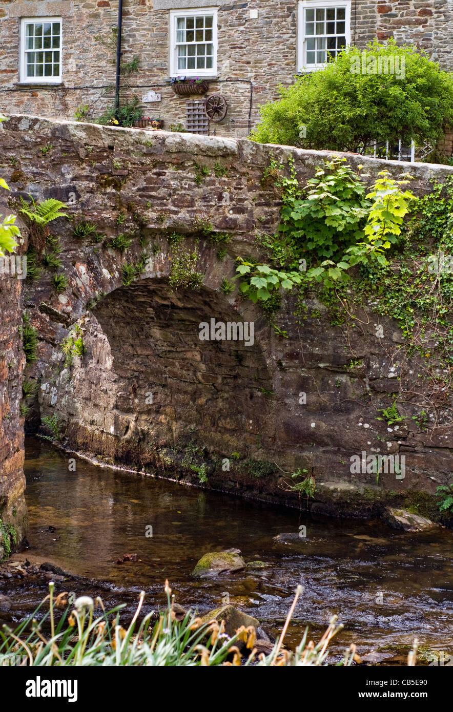 The 15th century packhorse bridge in the village of Altarnun in ...