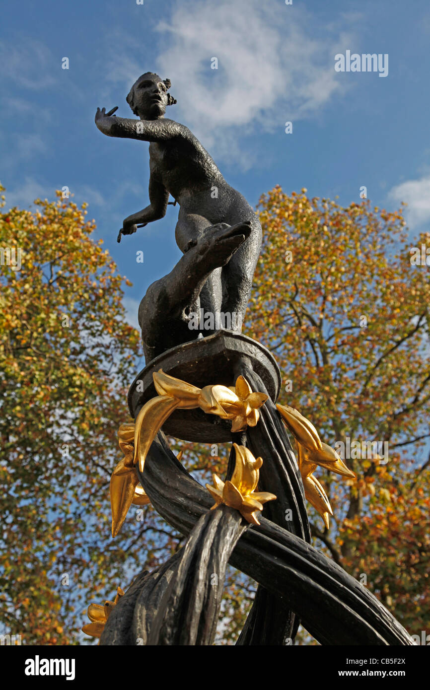 Diana statue by E.J. Clack, moved outside the re-designed Green Park tube station in London, UK. Stock Photo