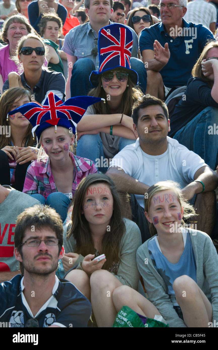 01.07.2011. General view, background. Fans on Henman Hill / Murray Mount. Stock Photo