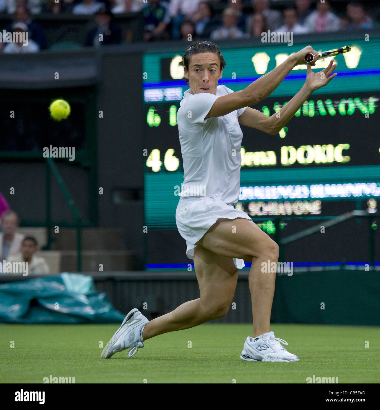 20.06.2011. Francesca Schiavone v Jelena Dokic. Francesca Schiavone in action. The Wimbledon Tennis Championships. Stock Photo