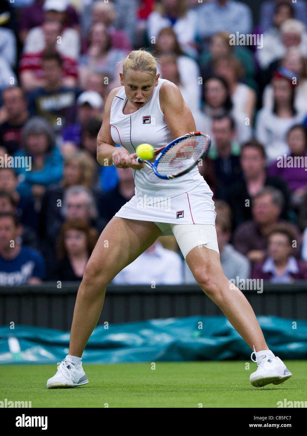 20.06.2011. Francesca Schiavone v Jelena Dokic. Jelena in action. The Wimbledon Tennis Championships. Stock Photo